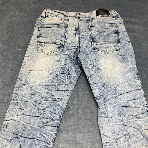 WT02 Jeans Mens 36/30 Blue Denim Cotton Stretch Mid Rise Stacked Straight Leg - Picture 14 of 15